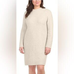 Dalia Beige Long Sleeve Sweater Dress